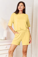 Basic Bae Bamboo Full Size Round Neck Drop Shoulder T-Shirt and Shorts Set