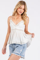 Mittoshop Crisscross Back Lace Detail V-Neck Cami
