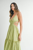 MABLE Cutout Waist Backless Maxi Dress