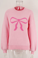 Bow Round Neck Long Sleeve Sweater