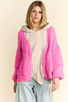 Davi & Dani Side Slit Open Front Long Sleeve Cardigan