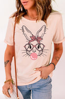 Rabbit Graphic Round Neck Short Sleeve T-Shirt