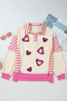 Valentine’s Day Sequin Heart Pattern Long Sleeve Sweatshirt