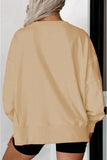 Side Slit Round Neck Long Sleeve Sweatshirt
