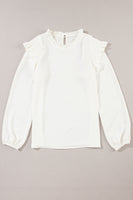 Frill Mock Neck Ruffled Balloon Sleeve Blouse