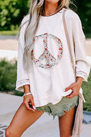 Peace Patch Round Neck Long Sleeve Top