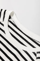 Slit Striped Round Neck Long Sleeve Sweatshirt