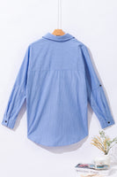 Striped Collared Neck Long Sleeve Shirt
