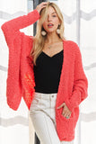 ADORA Popcorn Knit Open Front Long Sleeve Cardigan