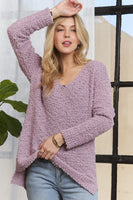 ADORA High-Low Side Slit V-Neck Sweater