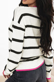 Striped Round Neck Drop Shoulder Sweater