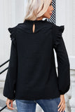 Frill Mock Neck Ruffled Balloon Sleeve Blouse