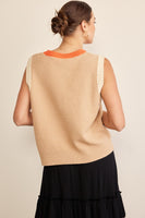 In February Contrast Round Neck Sweater Vest