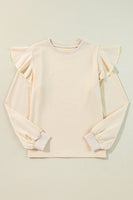 Ruffled Round Neck Long Sleeve Blouse