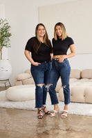 RFM Crop Dylan Full Size Tummy Control Distressed High Waist Raw Hem Jeans
