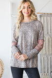 Heimish Full Size Leopard Exposed Seam Contrast T-Shirt