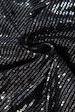Sequin Surplice Long Sleeve Bodysuit