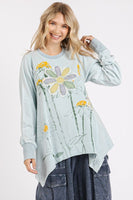 Mittoshop Flower Graphic Print and Patch Oversized Sweatshirt