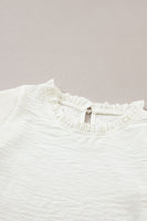 Frill Mock Neck Ruffled Balloon Sleeve Blouse