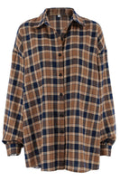 Plaid Button Up Drop Shoulder Shacket