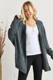 ADORA Popcorn Knit Open Front Long Sleeve Cardigan