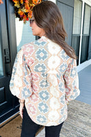 Tassel Tie Neck Balloon Sleeve Blouse