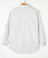 Striped Collared Neck Long Sleeve Shirt