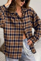 Plaid Button Up Drop Shoulder Shacket