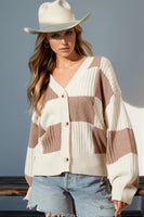 Double Take Full Size Checkered Dropped Shoulder Cardigan