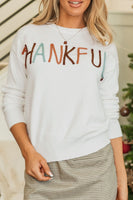 THANKFUL Round Neck Drop Shoulder Sweater
