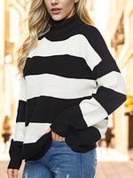 Striped Turtleneck Long Sleeve Sweater