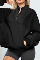Half Zip Drop Shoulder Long Sleeve Sweatshirt