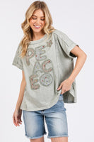 Mittoshop PEACE Round Neck Short Sleeve T-Shirt