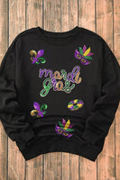 MARDI GRAS Sequin Round Neck Sweatshirt