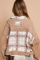 POL Corduroy Jacquard Patchwork Button Up Jacket