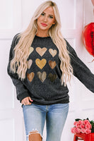 Heart Round Neck Dropped Shoulder Sweatshirt