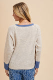 Annie Wear Contrast Trim Button Down Raglan Sleeve Cardigan