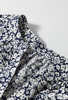 Floral Print Notched Long Sleeve Blouse