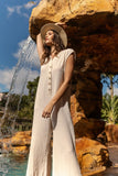 Annie Wear Button Detail Wide Leg Jumpsuit with Pockets