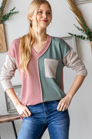 Heimish Color Block Exposed Seam Ribbed T-Shirt