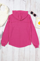 Exposed Seam Detail Henley Knit Hoodie