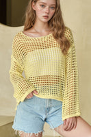 Openwork Round Neck Dropped Shoulder Knit Cover Up