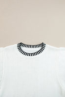 Round Neck Short Sleeve Knit Top