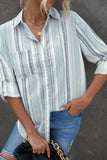 Striped Collared Neck Long Sleeve Shirt