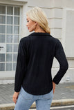 Texture Collared Neck Long Sleeve Blouse