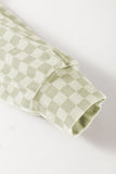 Checkered Print Kangaroo Pocket Drawstring Hoodie