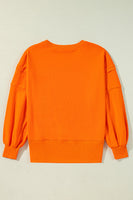 Side Slit Round Neck Long Sleeve Sweatshirt