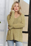 ADORA High-Low Side Slit V-Neck Sweater