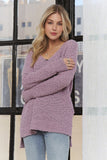 ADORA High-Low Side Slit V-Neck Sweater