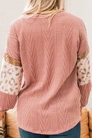 Sequin Leopard Round Neck Long Sleeve Sweater